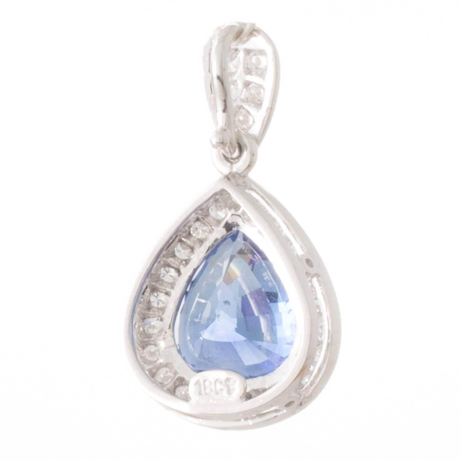 Pear Shaped Blue Sri Lankan Sapphire and Diamond Pendant with GIA Certificate In New Condition For Sale In Melbourne, AU
