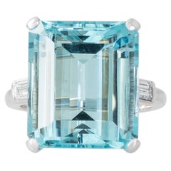 Vintage Aquamarine, Diamond and Platinum Cocktail Ring