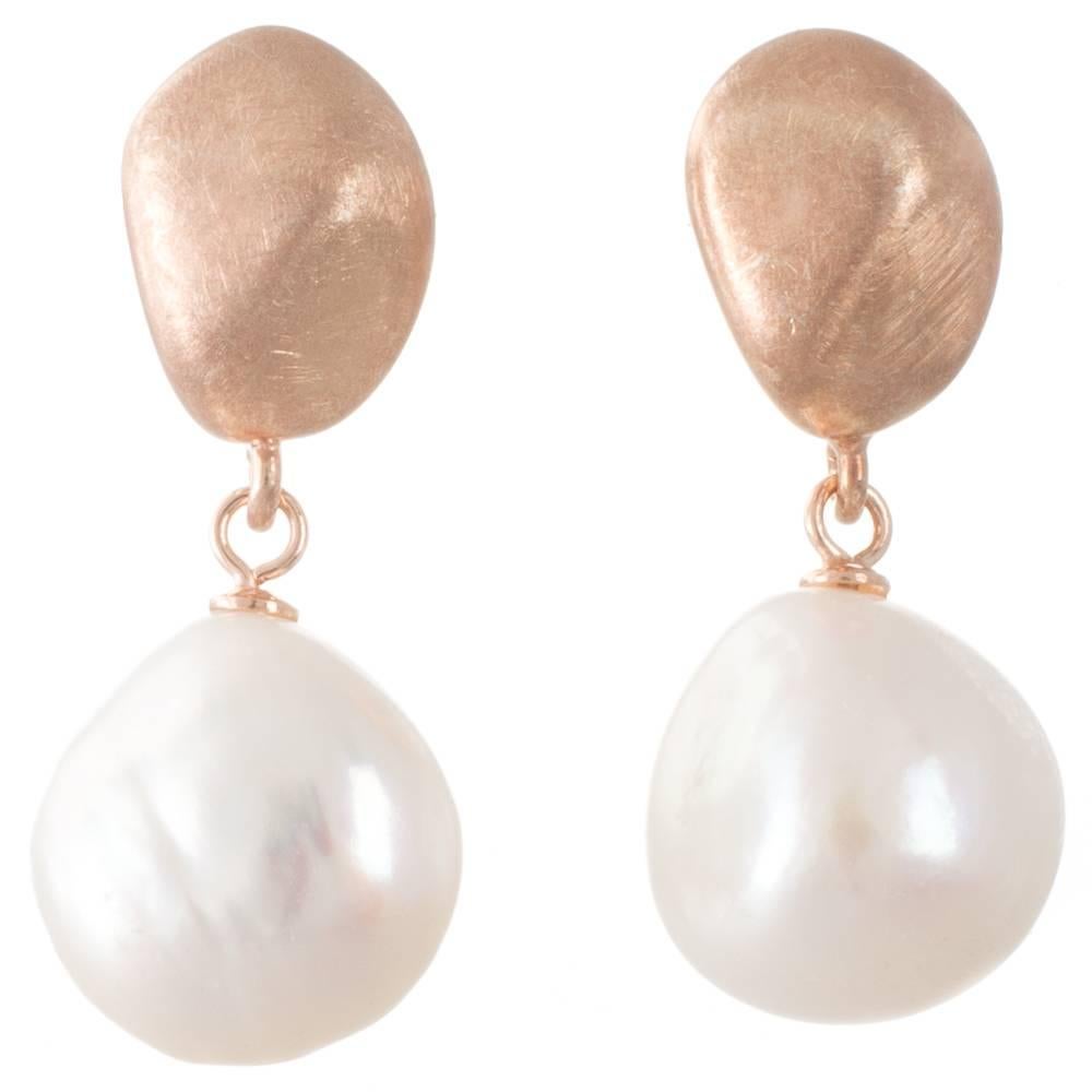 Freshwater Pearl and Rose Gold-Plated Earrings