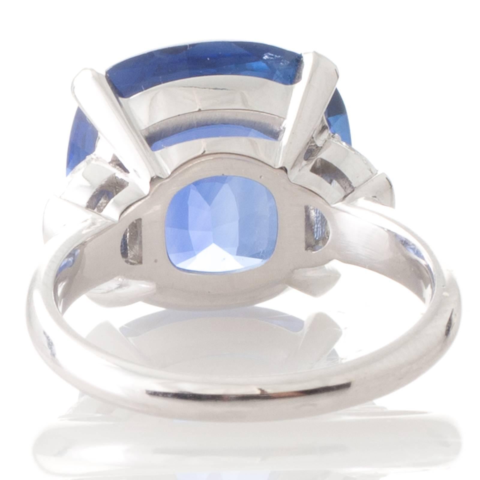 Cushion Cut 12.01 Carat GRS Certified Ceylon Sapphire Diamond Ring
