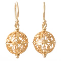 Antique Gold Wirework Bead Earrings