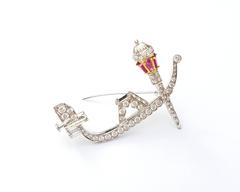Missiaglia Diamonds and Rubies Gondola Brooch