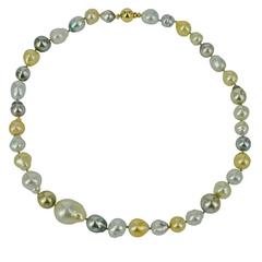 Baroque South Sea Pearl and Tahitian Pearl Gold Necklace 11