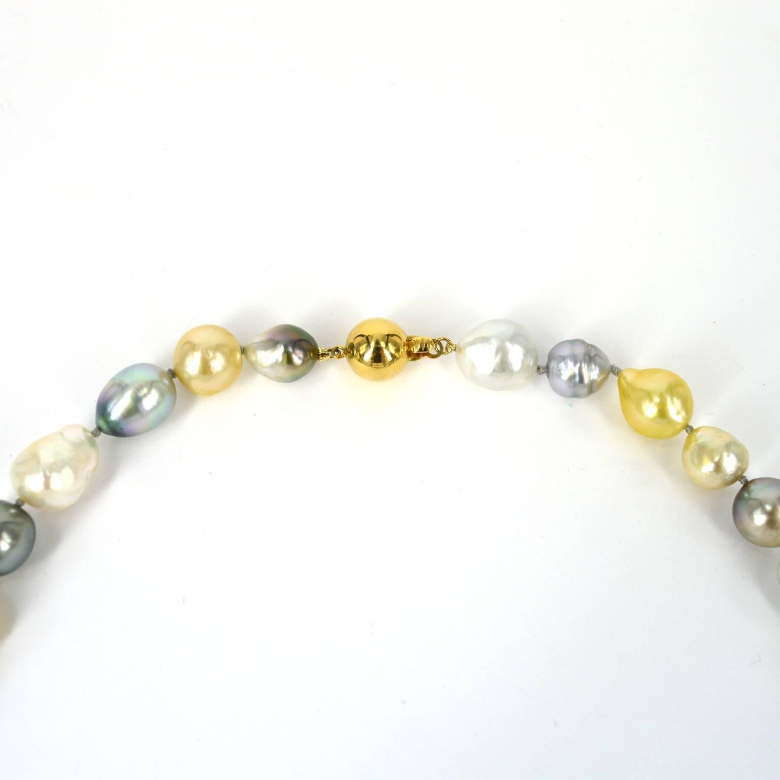Bead Decadent Jewels Baroque South Sea Pearl and Tahitian Pearl Gold Necklace For Sale