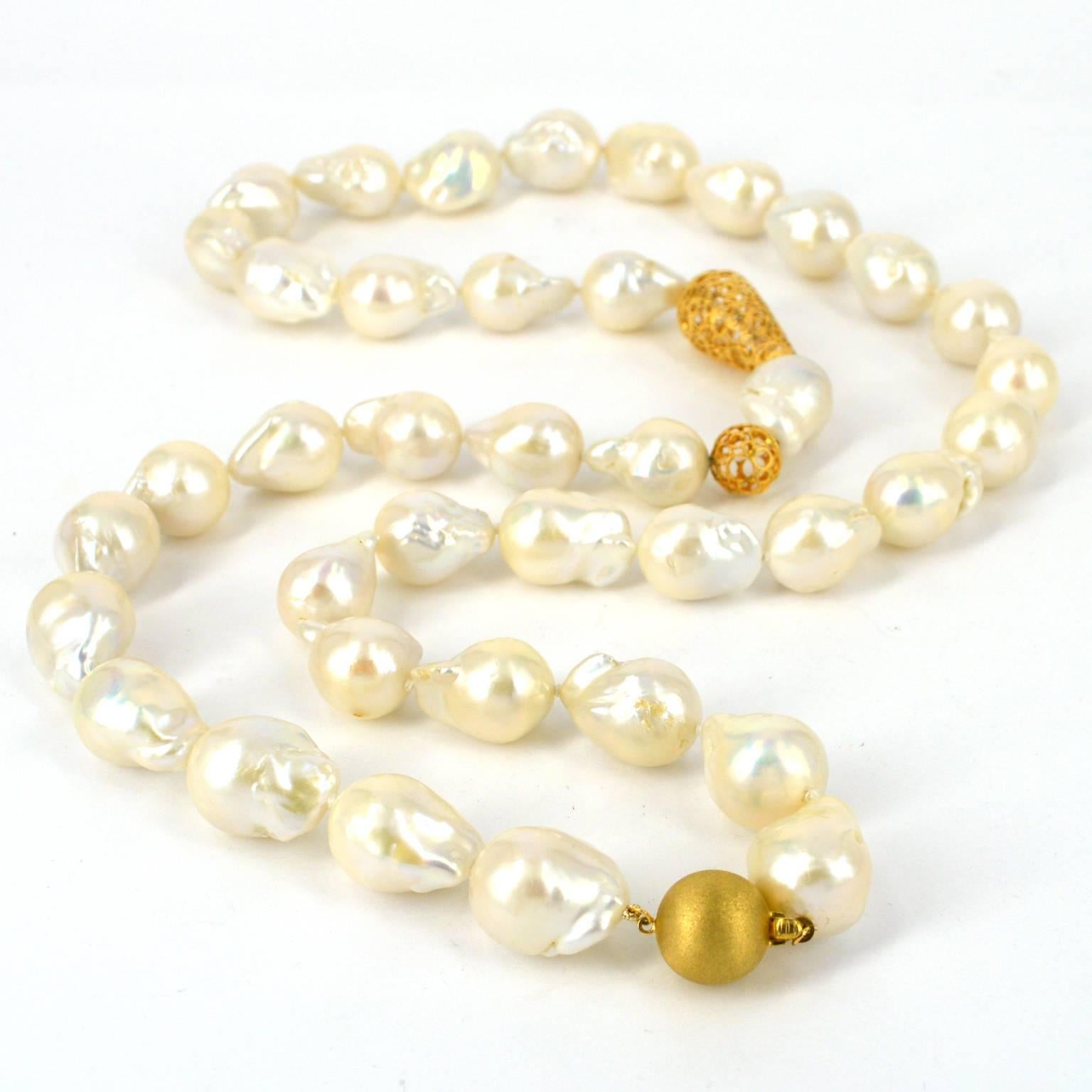 Modern Decadent Jewels Large Baroque Pearl Long 18k Gold Necklace