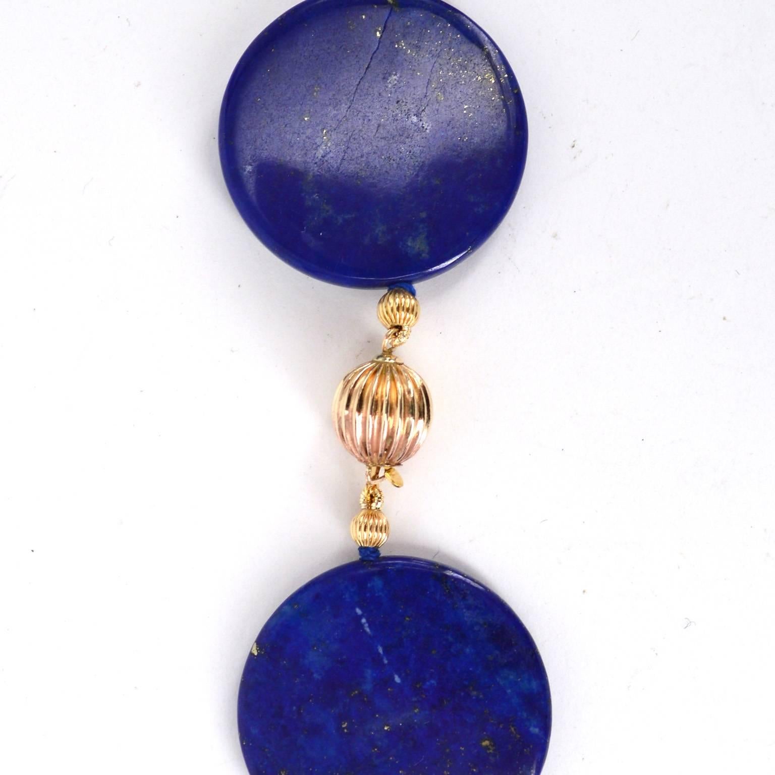 Natural Lapis Lazuli Disk Necklace In New Condition In Sydney, AU