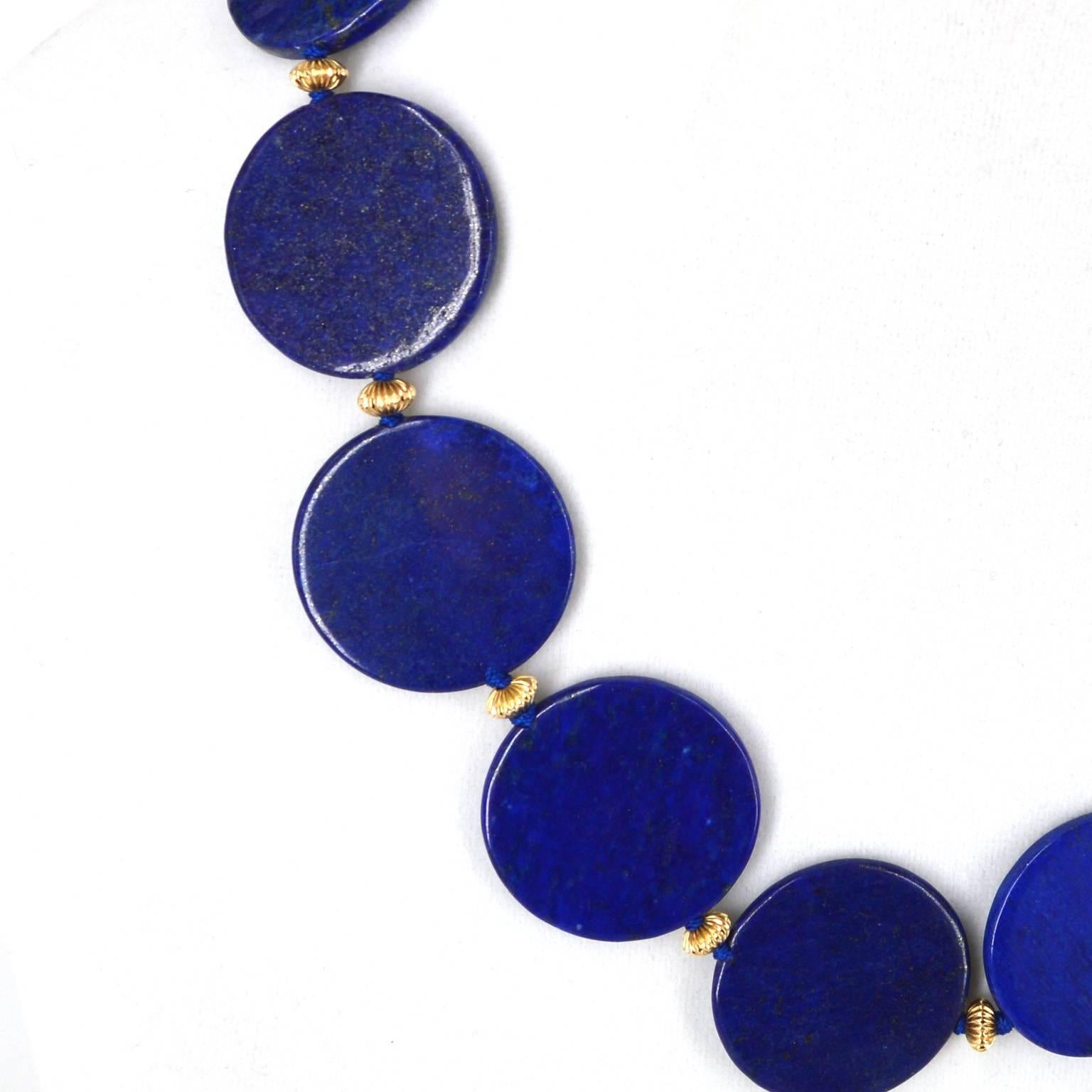 Natural Lapis Lazuli Disk Necklace 1