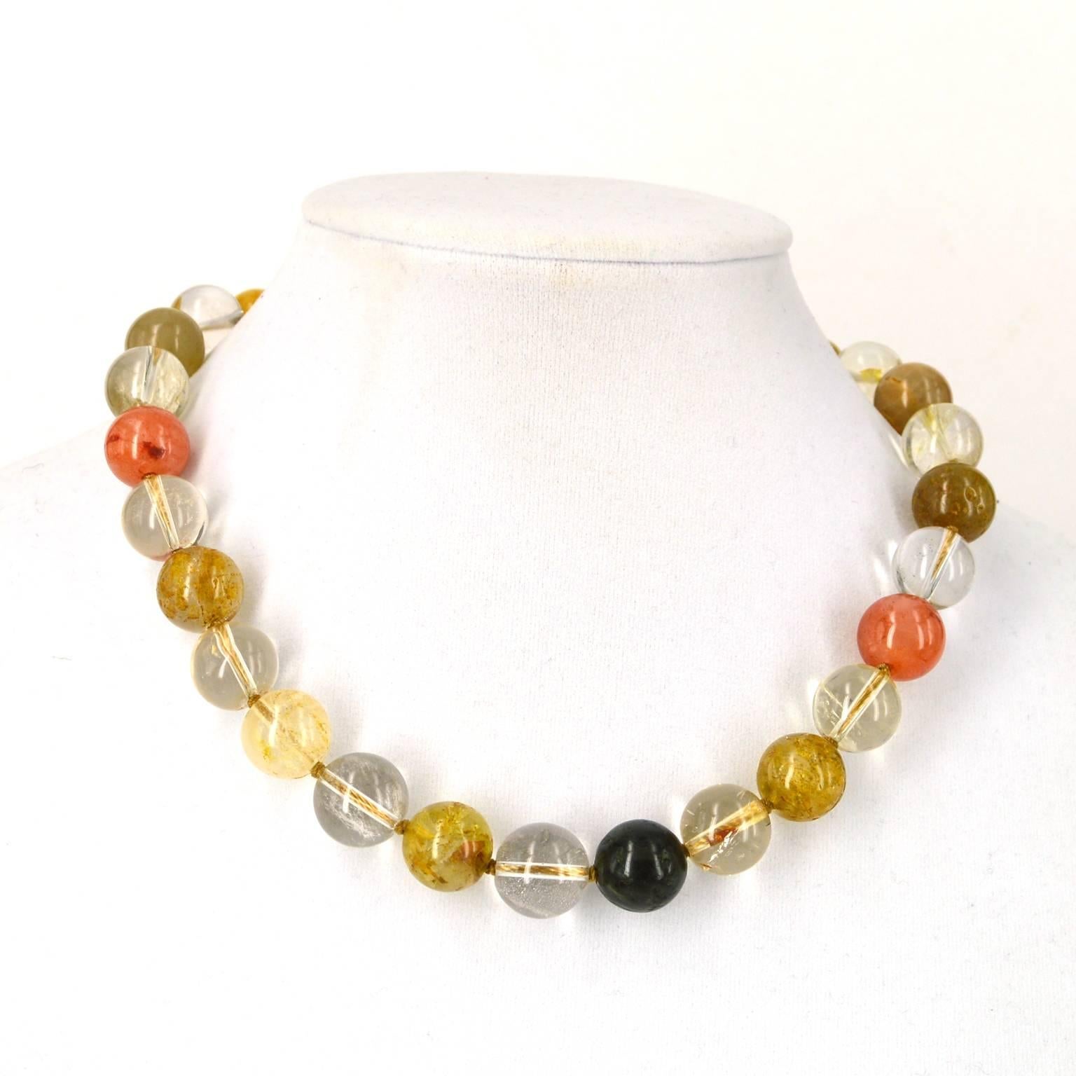 Rutile Quartz Gold Necklace In New Condition In Sydney, AU