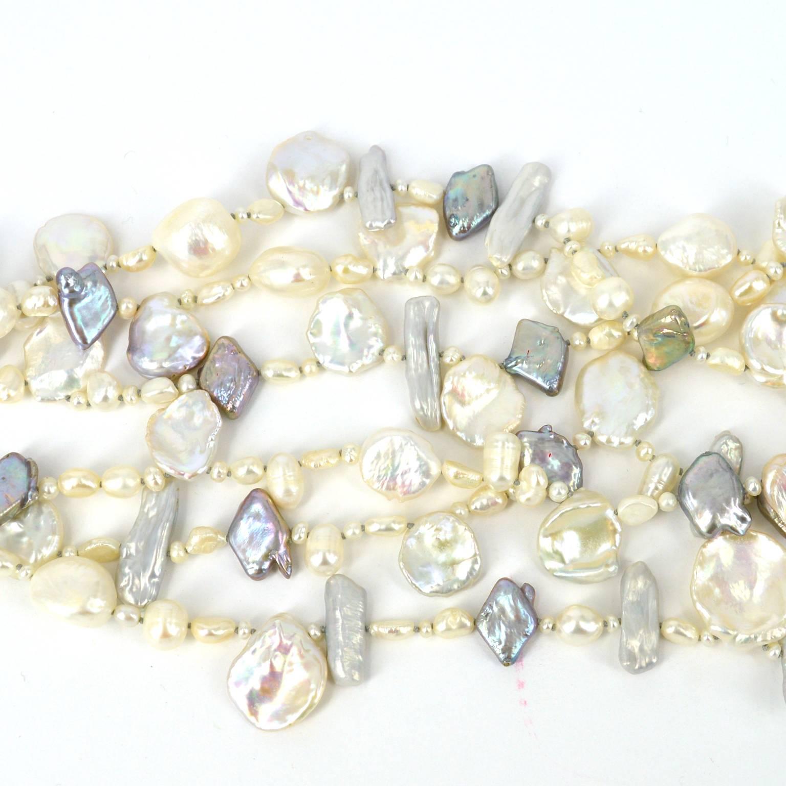 Women's Fresh Water Pearl Three Strand Necklace