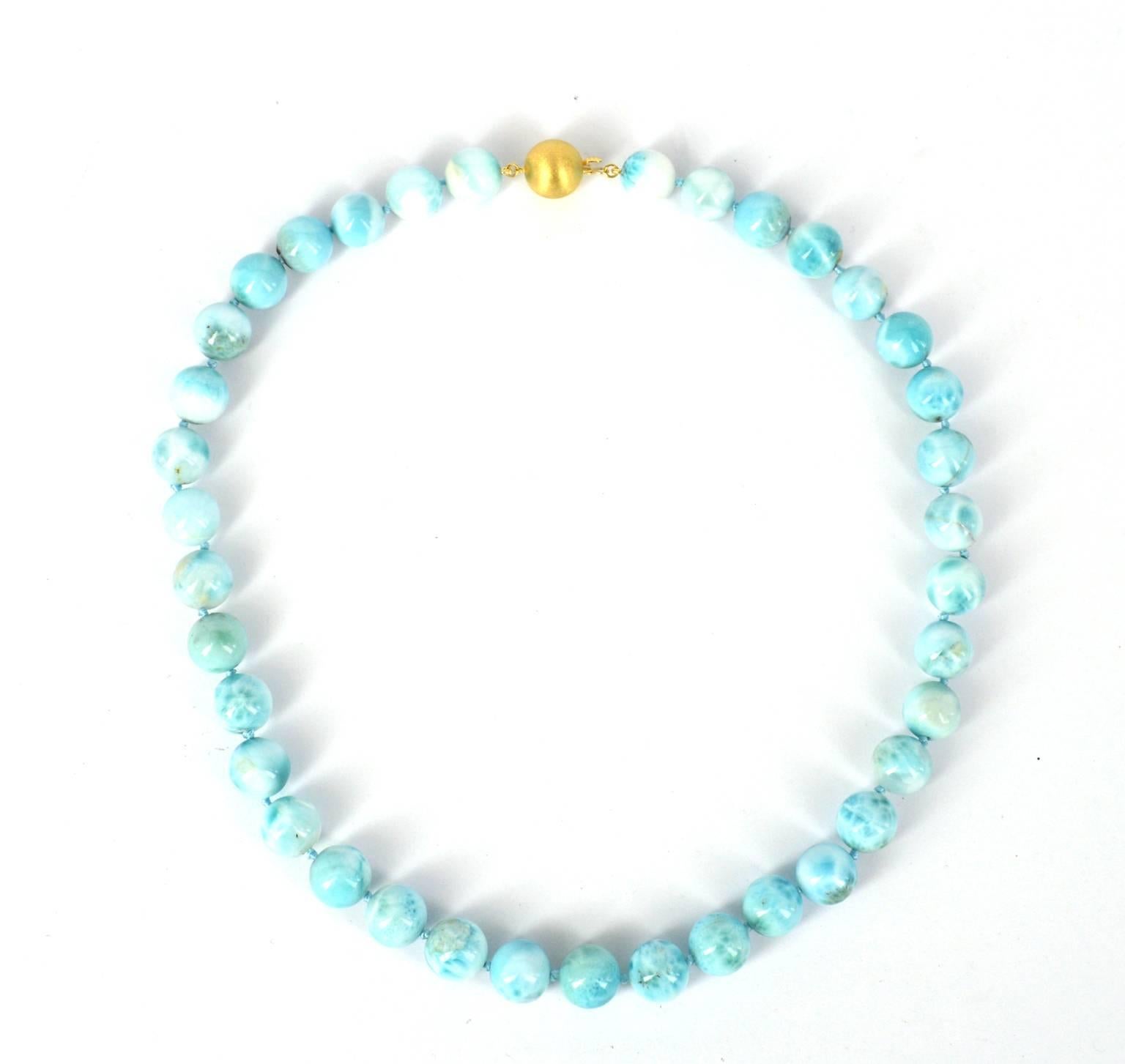 Contemporary Larimar and 9 Carat Gold Necklace