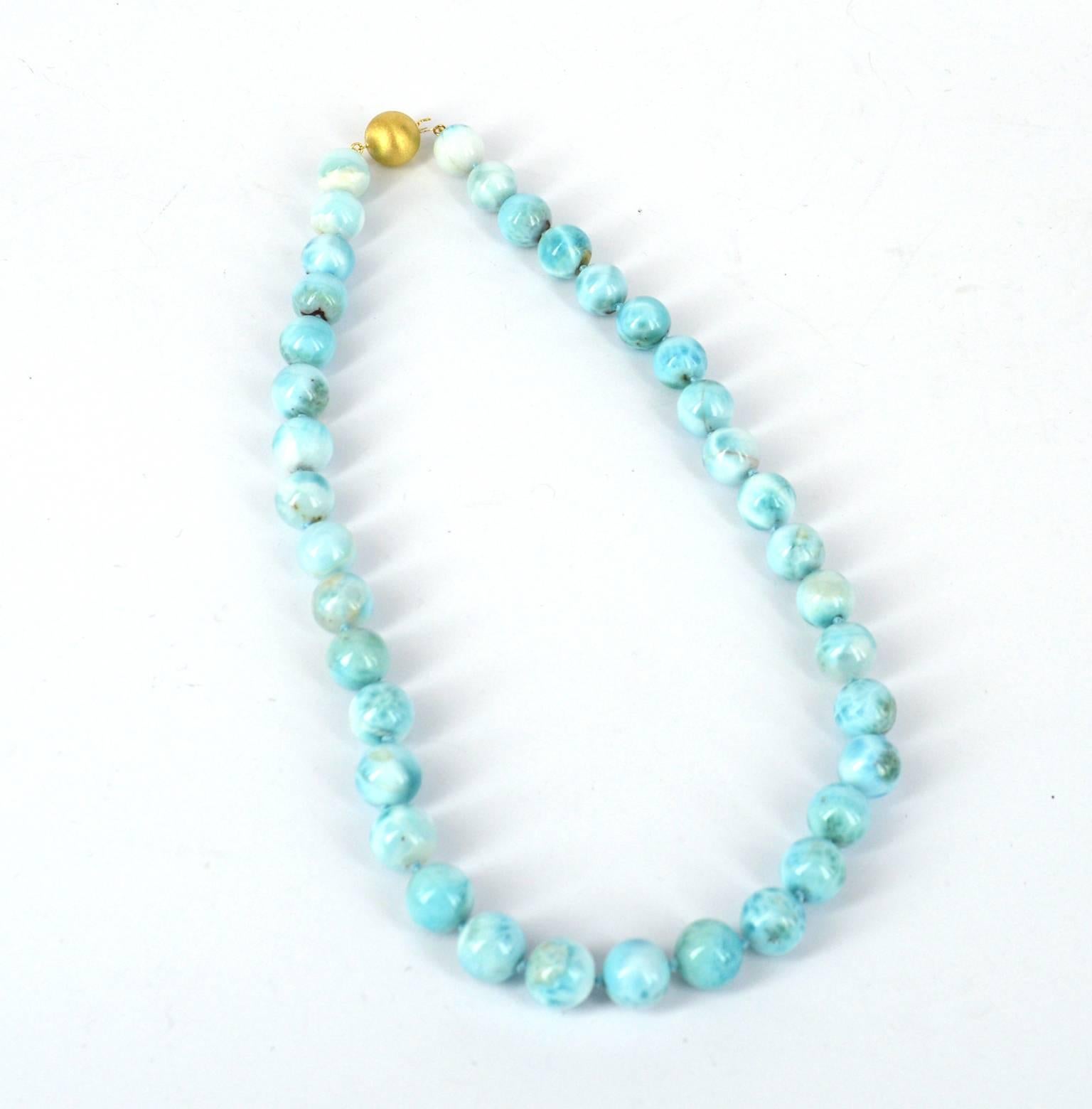 Larimar and 9 Carat Gold Necklace In New Condition In Sydney, AU