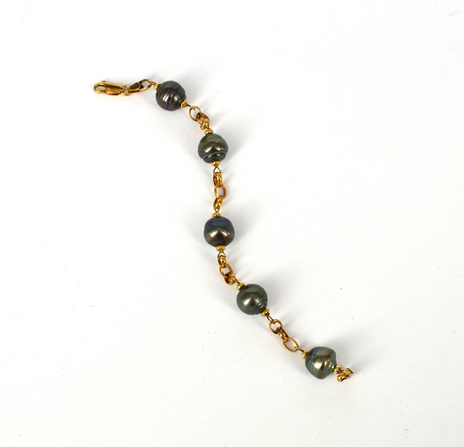 Tahitian Pearl Gold Bracelet In New Condition In Sydney, AU