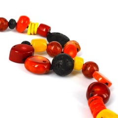Decadent Jewels Lava Coral Agate Resin Silver Necklace