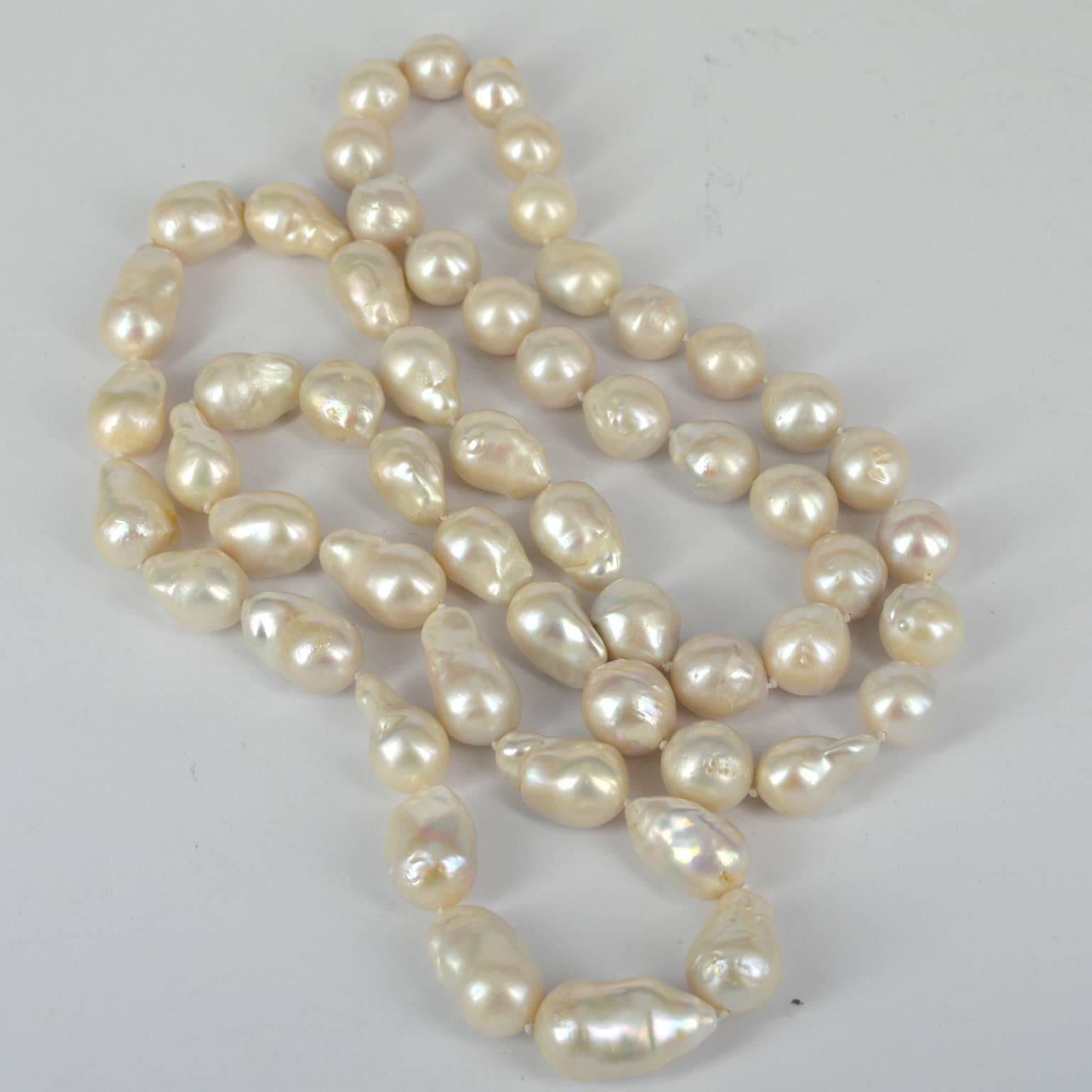 High quality natural Fresh Water Pearls graduating from 12x12mm to 15x28mm hand knotted on white thread. All Pearls are natural and are not filled or coloured.
Finished necklace measures 110cm