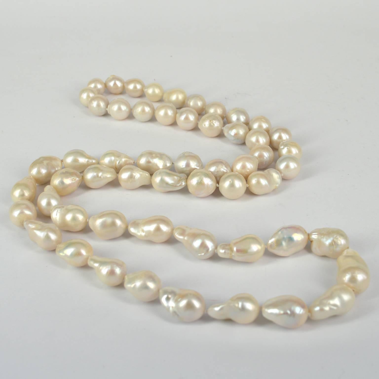 Modern Decadent Jewels Necklace of Graduating Baroque Pearls