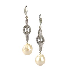 Decadent Jewels Fresh Water Pearl CZ Silver Earrings