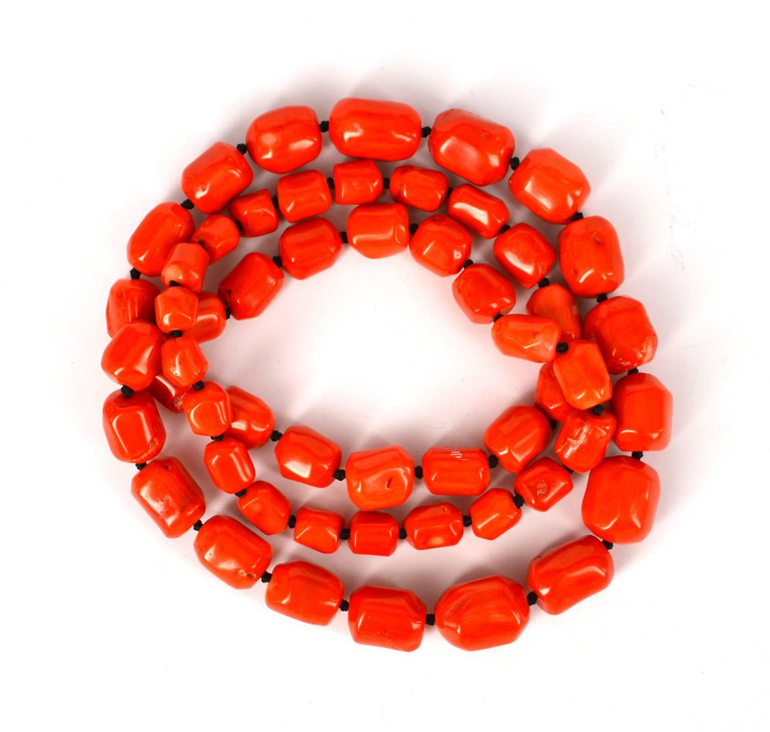 Modern Decadent Jewels Long Coral Necklace