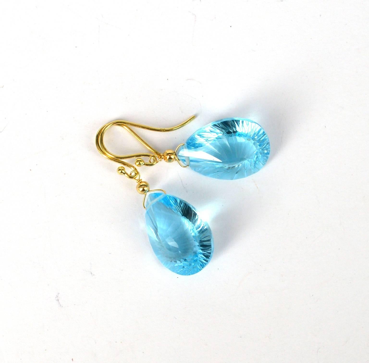 Contemporary Decadent Jewels Blue Topaz Gold Earrings