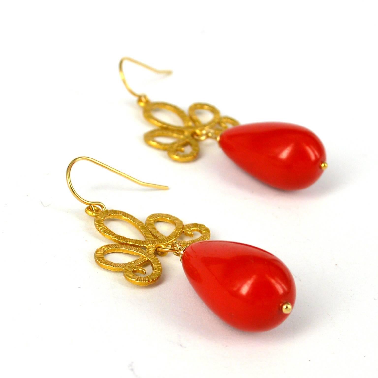 Contemporary Decadent Jewels Red Gold Earrings