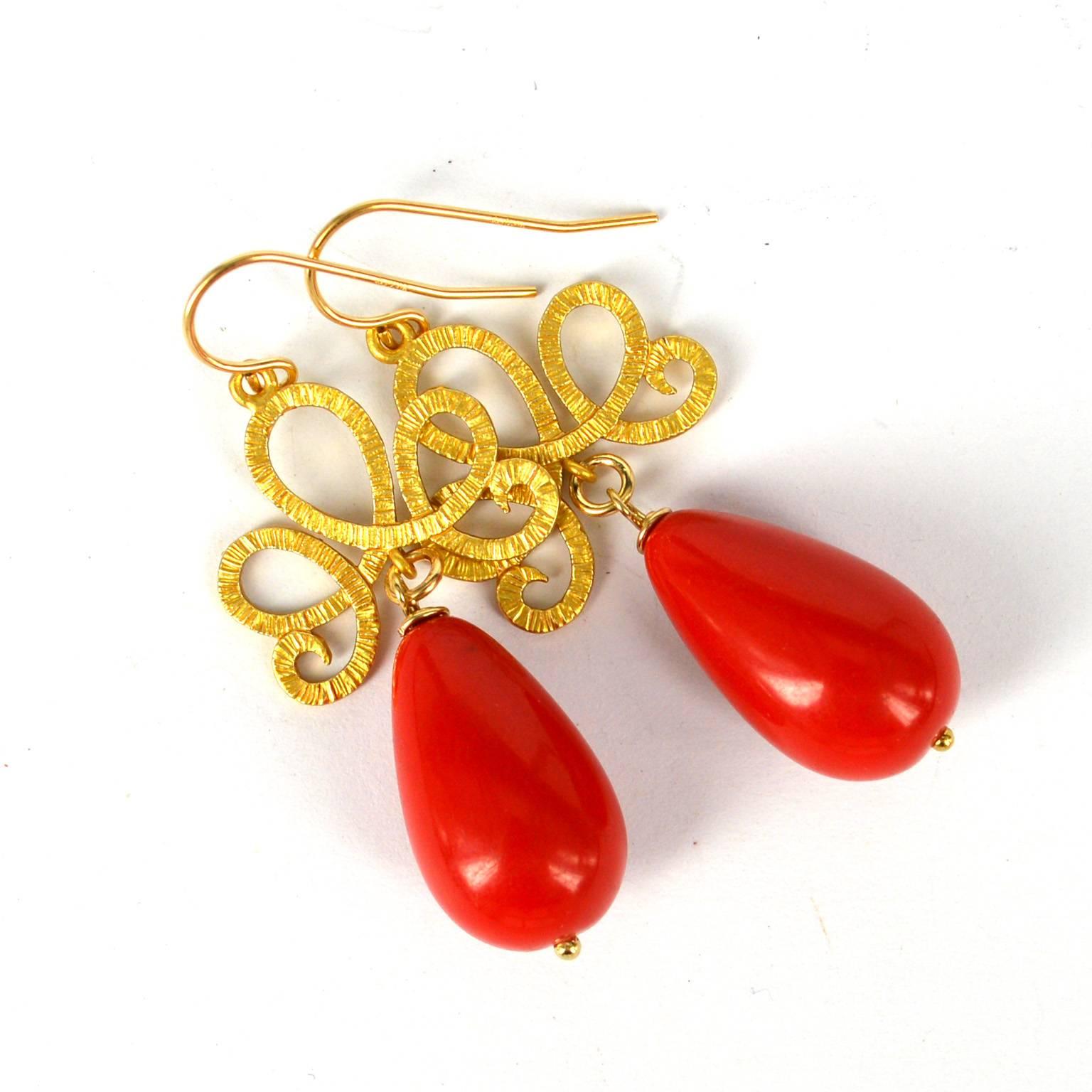 Decadent Jewels Red Gold Earrings In New Condition In Sydney, AU