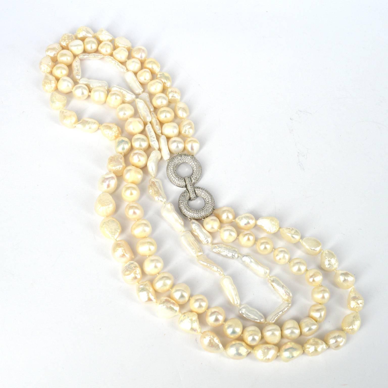 Contemporary Decadent Jewels Fresh Water Pearl Multi Strand Necklace