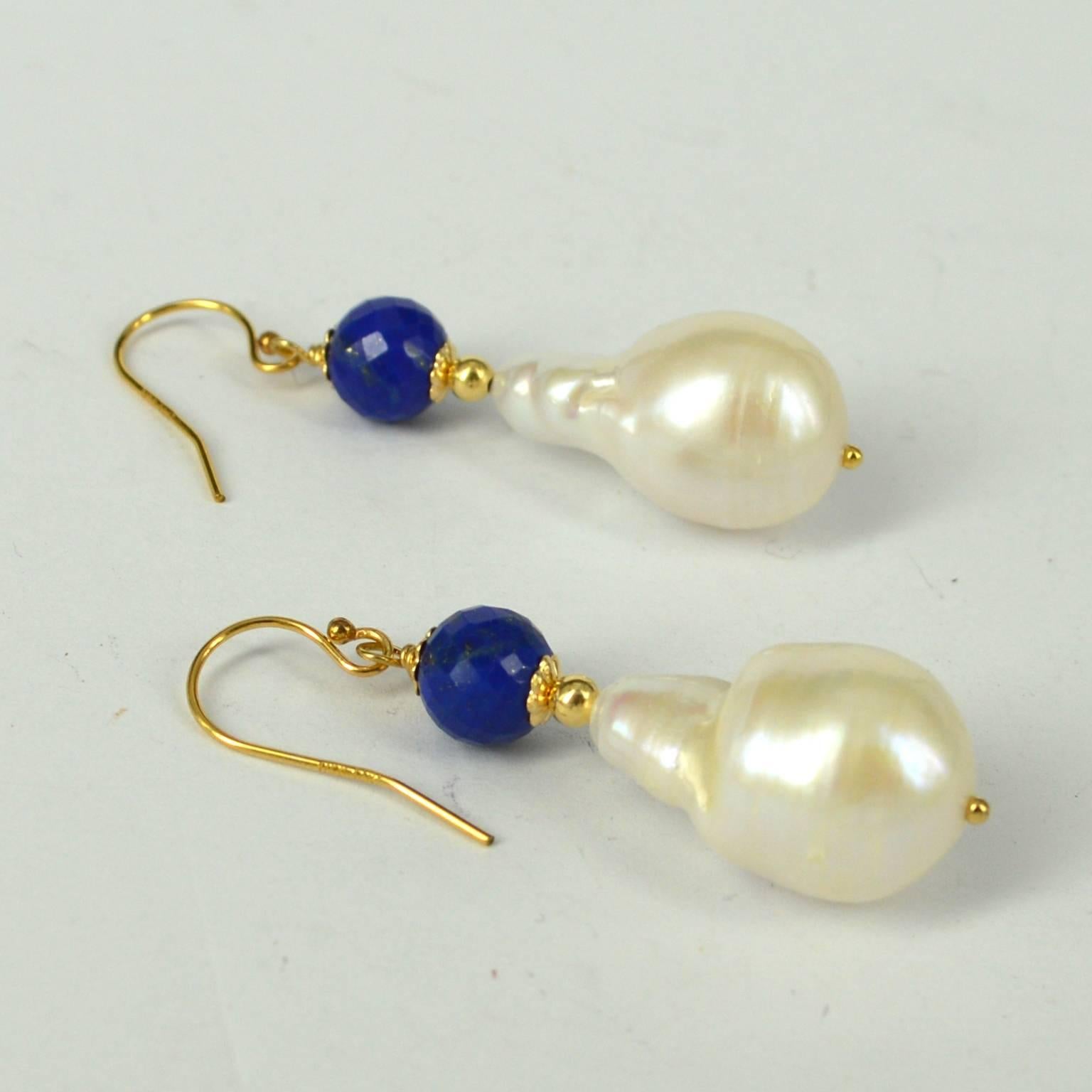 Artisan Decadent Jewels Lapis Lazuli Pearl Earrings