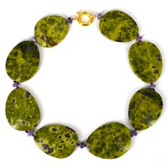 Decadent Jewels Stitchite and Charoite Gold Necklace