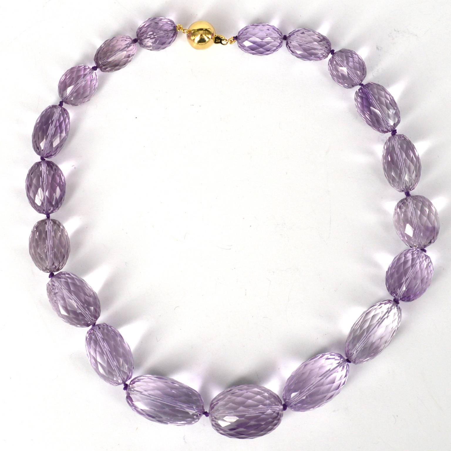 Modern Decadent Jewels Exceptional Large Faceted Amethyst Gold Necklace