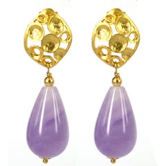 Decadent Jewels Lavender Cape Amethyst Gold Stud Earrings