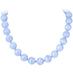 Decadent Jewels Blue Lace Agate Silver Necklace
