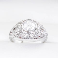 Georgian Rose Cut Diamond White Gold Filigree Ring