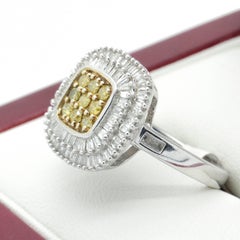 White and Yellow Diamond Plaque Ring