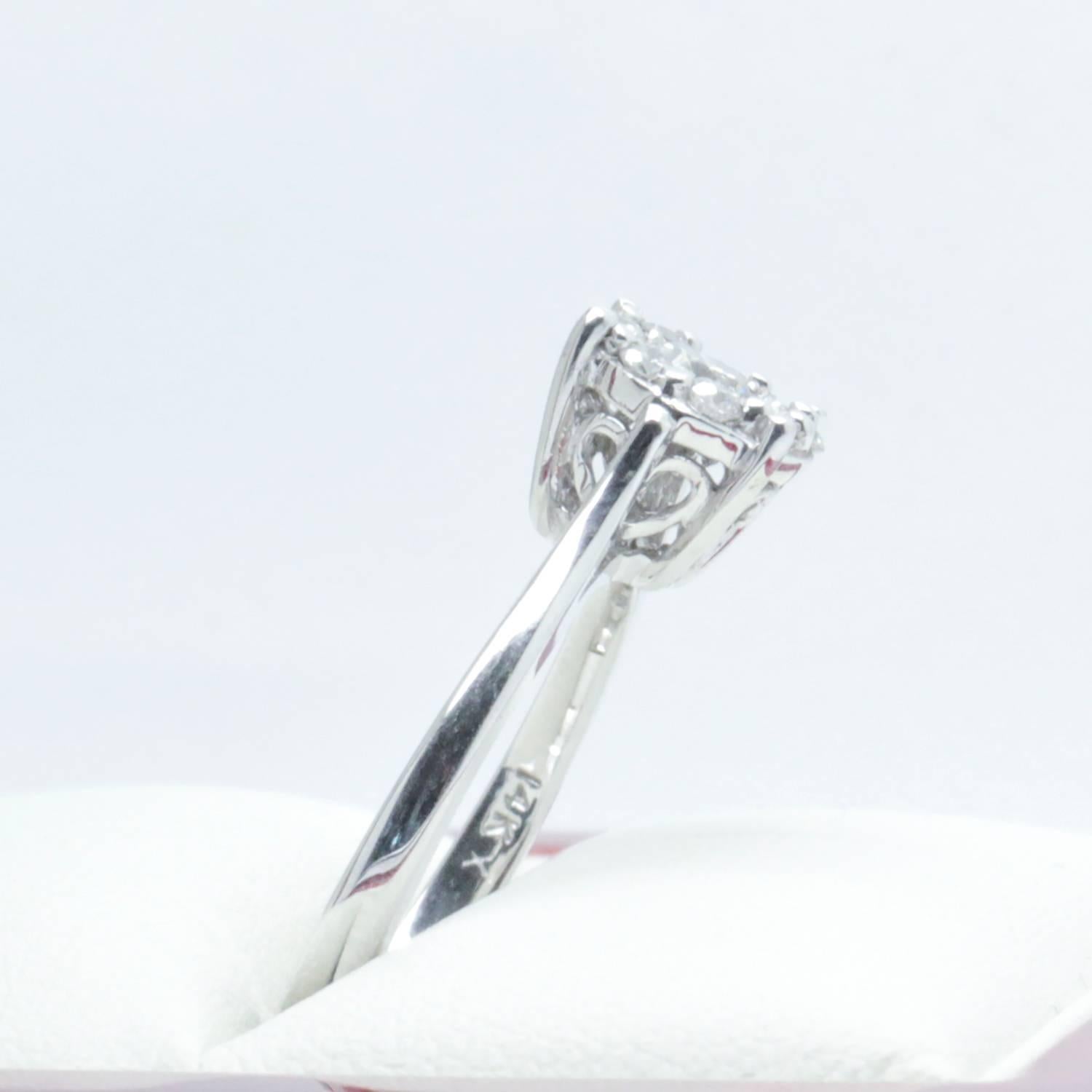 0.50 Carat Diamond White Gold Cluster or Engagement Ring  For Sale 3