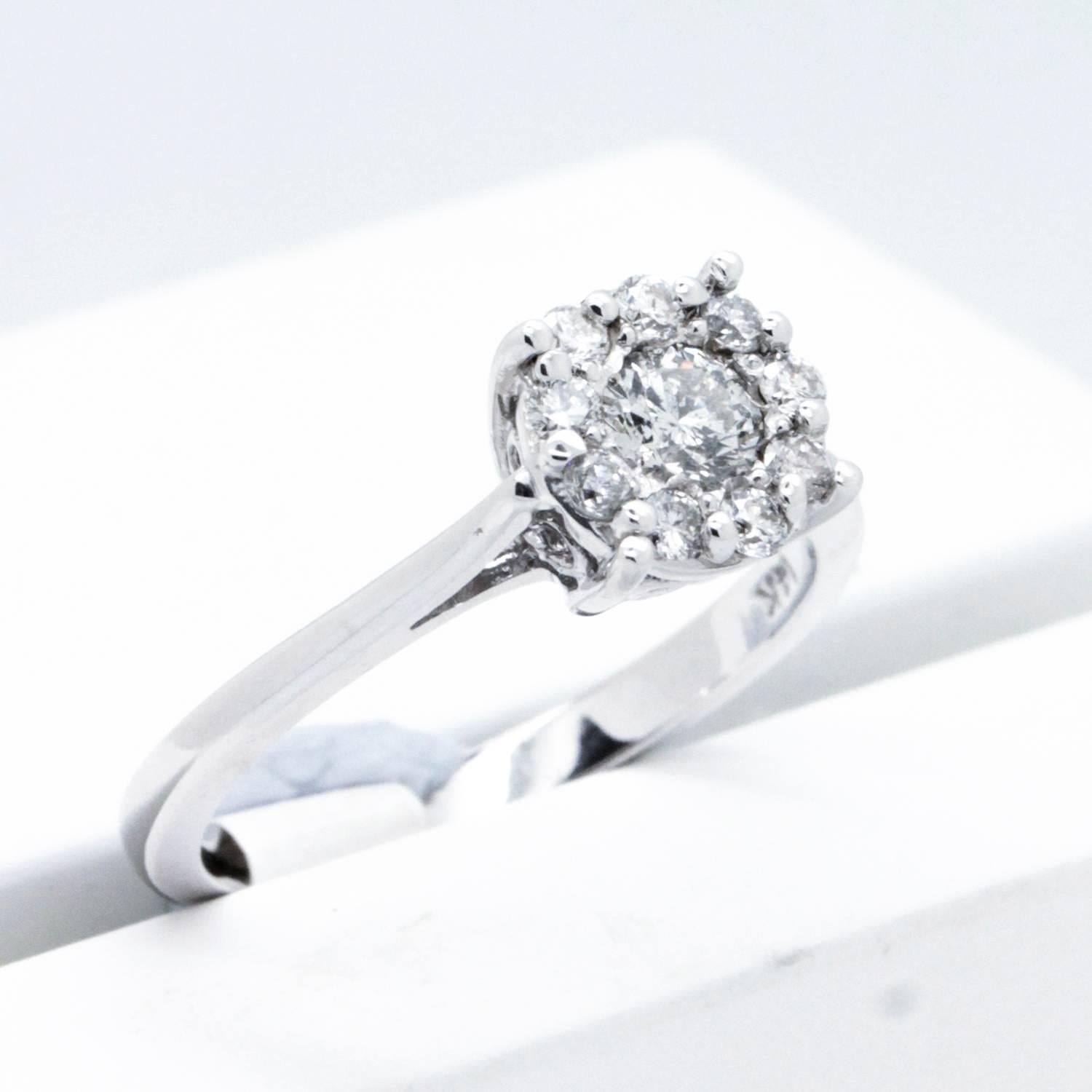 0.50 Carat Diamond White Gold Cluster or Engagement Ring  For Sale 1