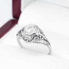 White Gold 18 Carat Filigree European Cut Diamond Ring