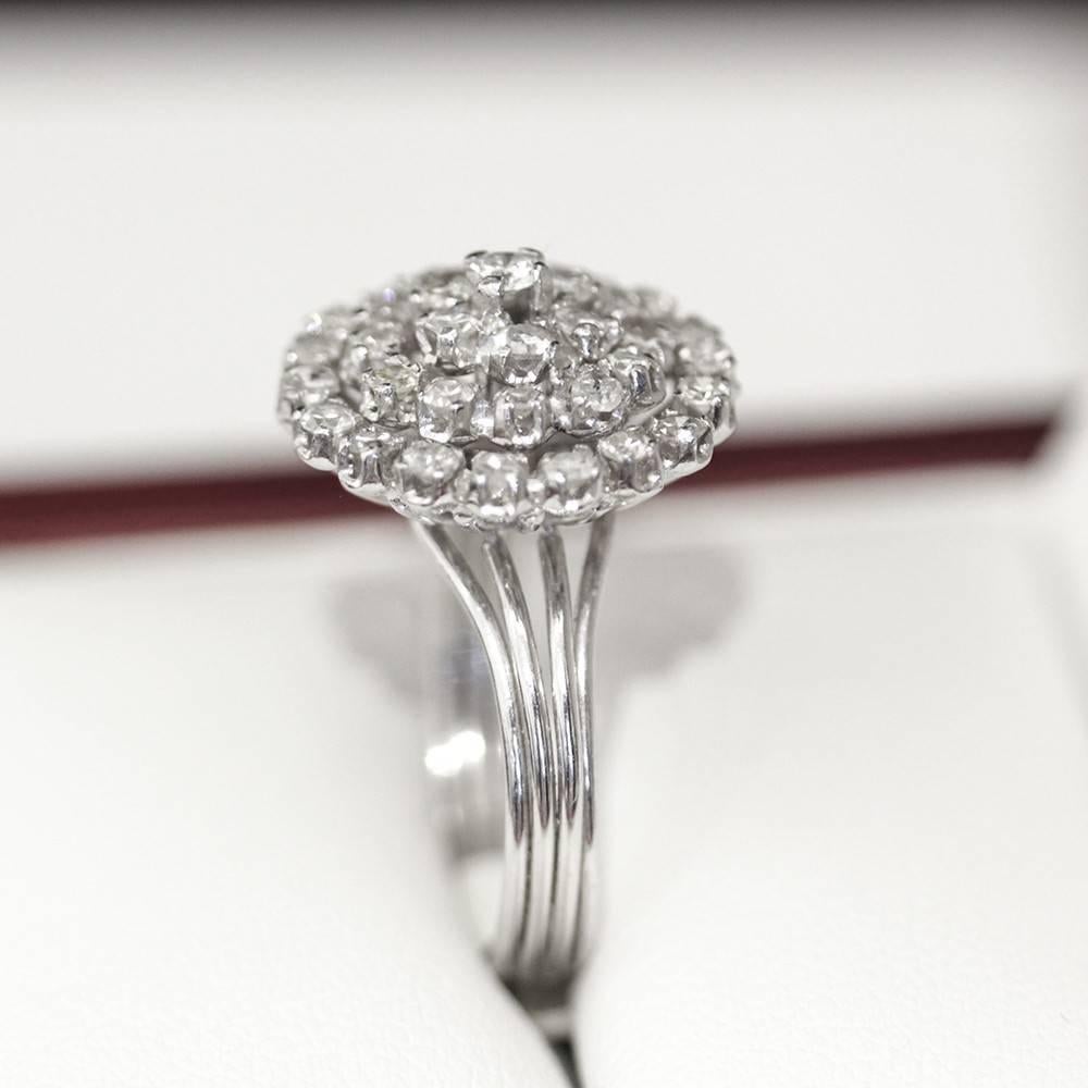 Women's 1940s Diamond Platinum Starburst Ring For Sale