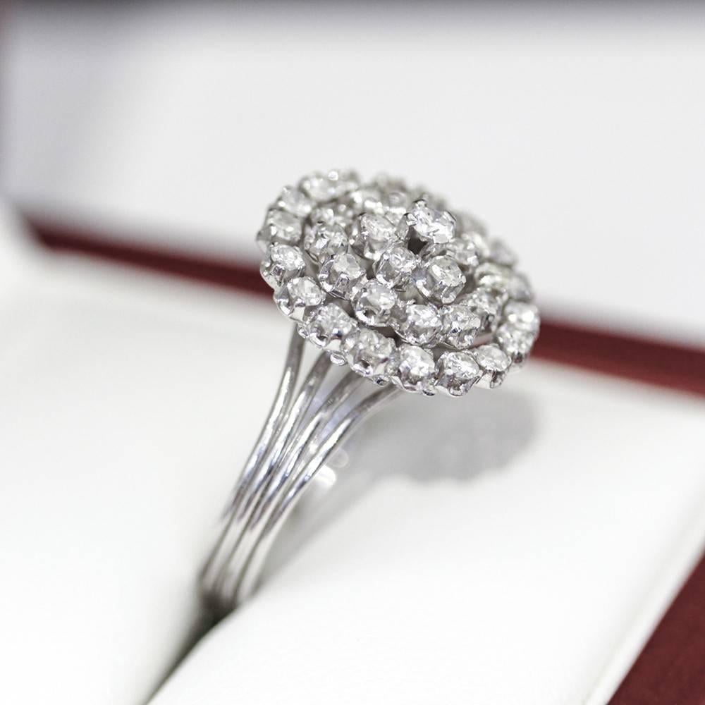 1940s Diamond Platinum Starburst Ring For Sale 1