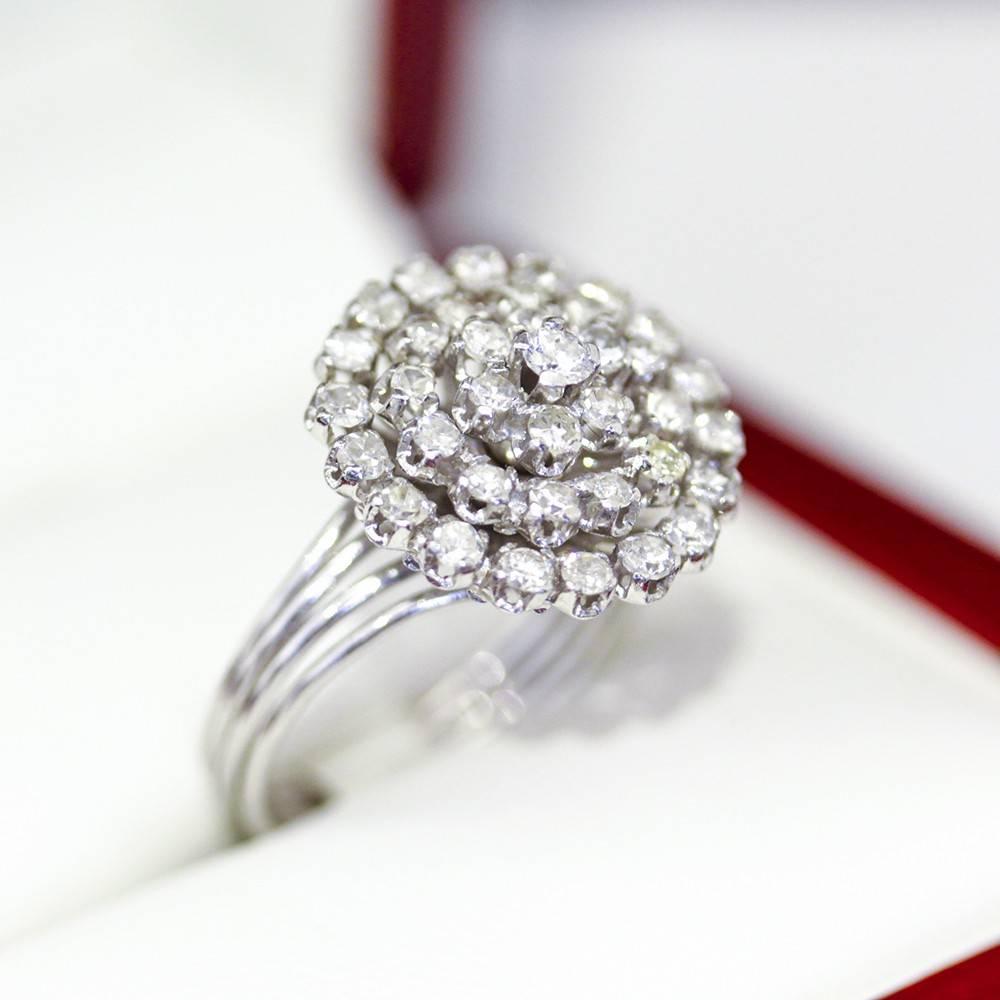 1940s Diamond Platinum Starburst Ring For Sale 2