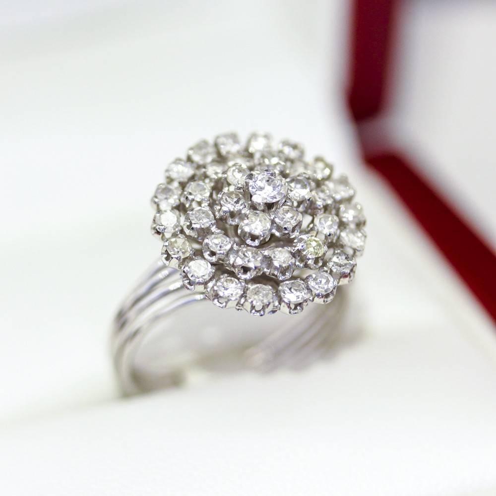 1940s Diamond Platinum Starburst Ring For Sale 3