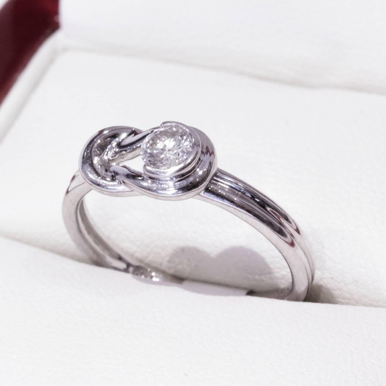 Women's Vintage Brilliant Cut Diamond White Gold Knot Engagement Ring  For Sale