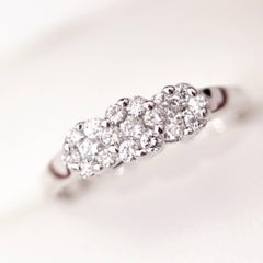 Triple Cluster Diamond White Gold Engagement Ring
