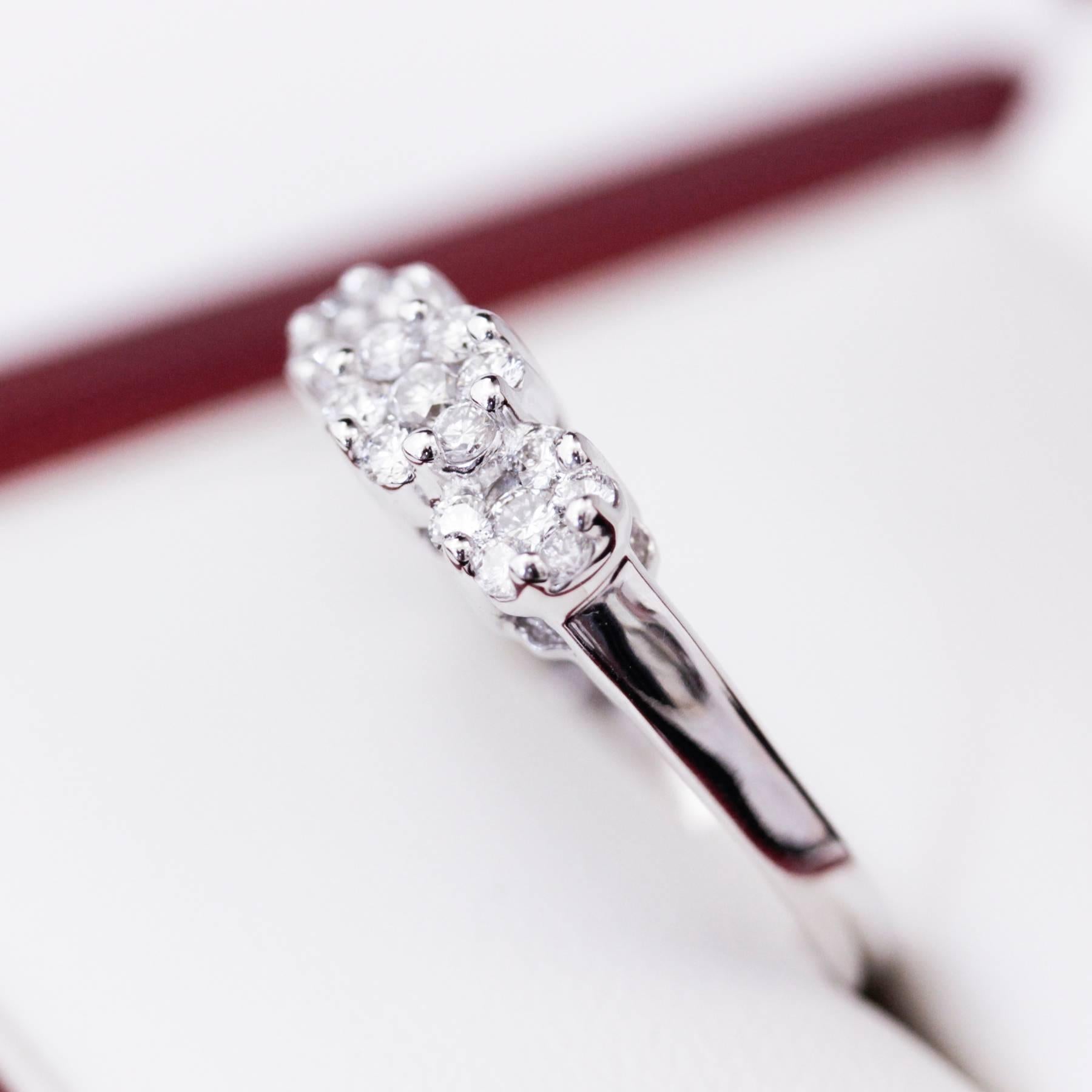 Men's Triple Cluster Diamond White Gold Engagement Ring For Sale