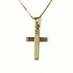 New 18 Carat Yellow Gold Cross and Necklace