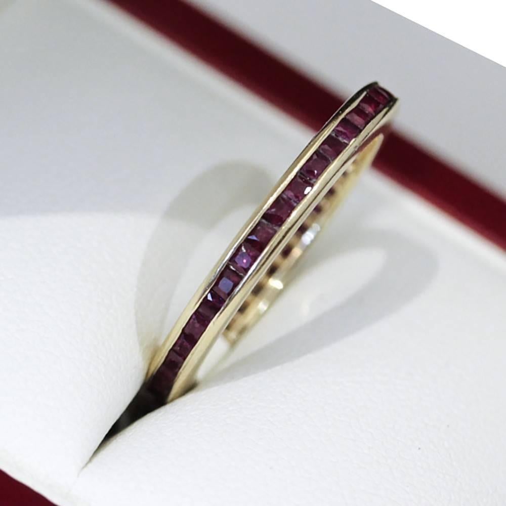 Vintage Yellow Gold Eternity Ring, Featuring Princess Cut Rubies 2