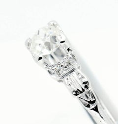 Vintage Art Deco Engraved Shoulders Diamond 18 Carat Engagement Ring