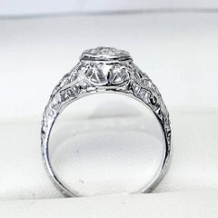 Vintage G Color Diamond Set in 18 Carat Filigree Engagement Ring