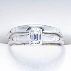Vintage Emerald Cut G/VS Diamond Engagement ring Set with Wedding Band
