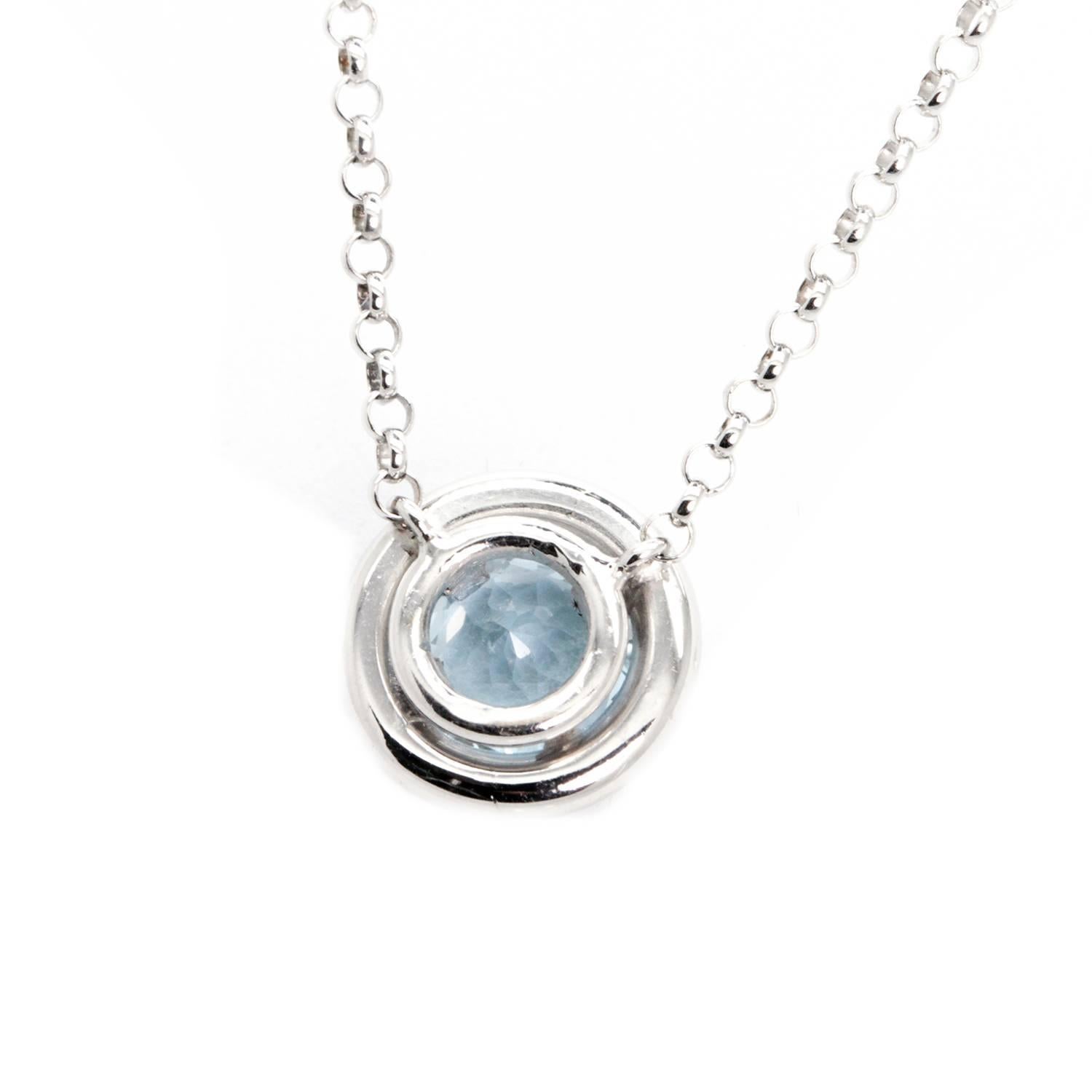 Very Fine Aquamarine Diamond Pendant Necklace For Sale 1