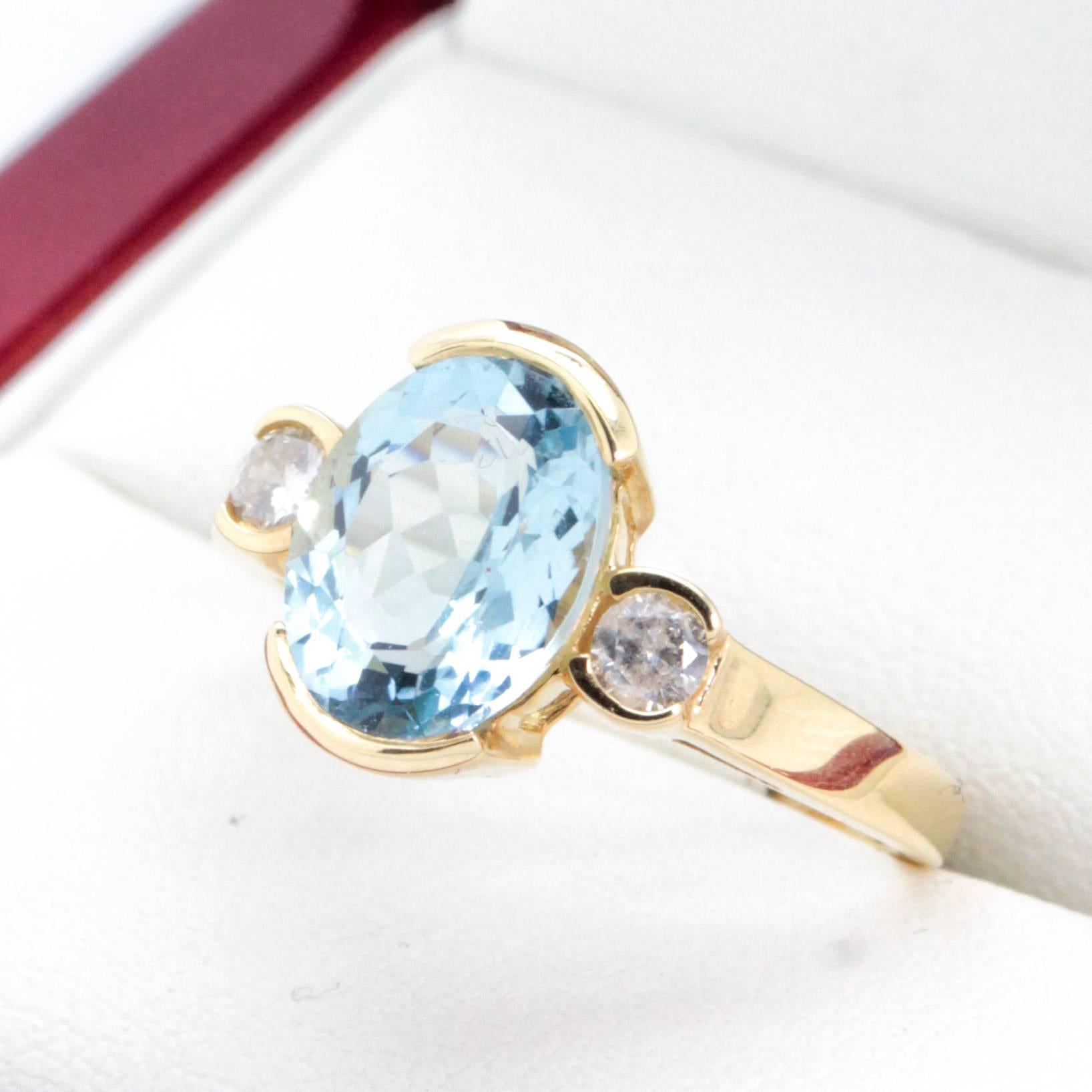 Aquamarine Diamond Engagement or Cocktail Ring For Sale 4