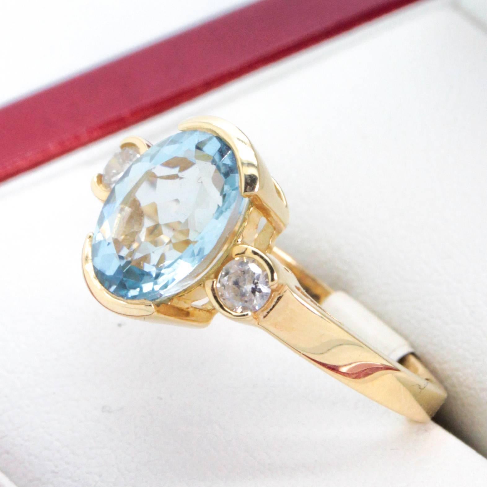 Aquamarine Diamond Engagement or Cocktail Ring For Sale 3